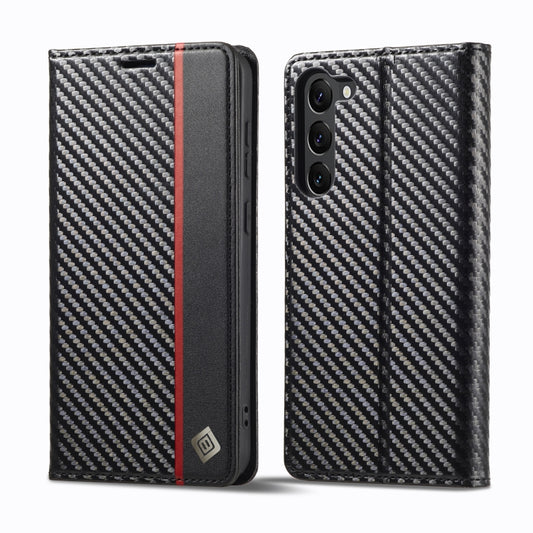 For Samsung Galaxy S25 5G LC.IMEEKE Carbon Fiber Leather Phone Case(Vertical Black) - Galaxy S25 5G Cases by LC.IMEEKE | Online Shopping UK | buy2fix