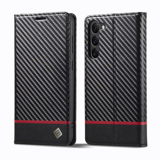 For Samsung Galaxy S25 5G LC.IMEEKE Carbon Fiber Leather Phone Case(Horizontal Black) - Galaxy S25 5G Cases by LC.IMEEKE | Online Shopping UK | buy2fix