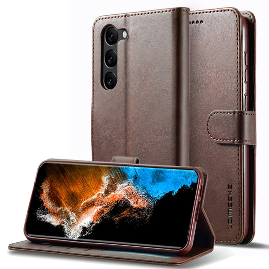 For Samsung Galaxy S25 5G LC.IMEEKE Calf Texture Leather Phone Case(Coffee) - Galaxy S25 5G Cases by LC.IMEEKE | Online Shopping UK | buy2fix