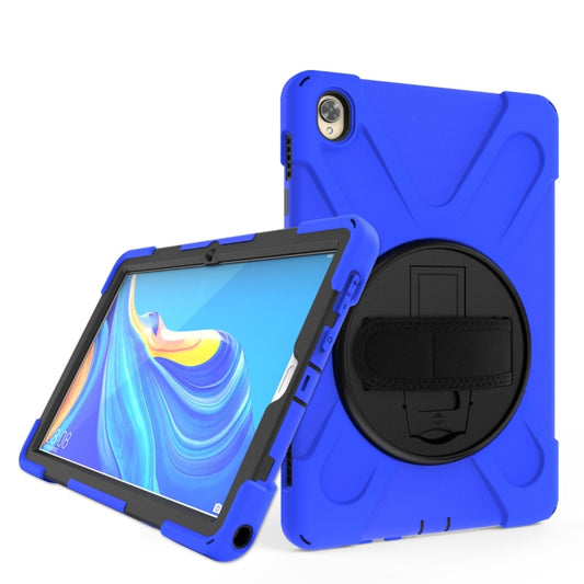 For Huawei MediaPad M6 10.8 Shockproof Colorful Silicone + PC Protective Case with Holder & Hand Grip Strap(Blue) - Huawei by buy2fix | Online Shopping UK | buy2fix