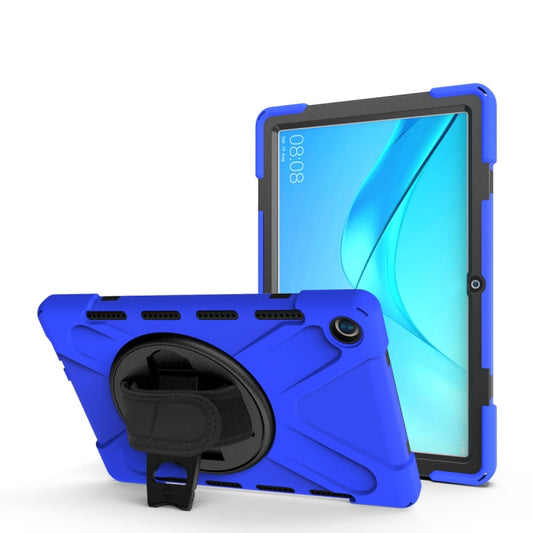 For Huawei MediaPad M5 10.8 Shockproof Colorful Silicone + PC Protective Case with Holder & Hand Grip Strap(Blue) - Huawei by buy2fix | Online Shopping UK | buy2fix