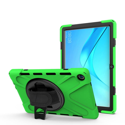 For Huawei MediaPad M5 10.8 Shockproof Colorful Silicone + PC Protective Case with Holder & Hand Grip Strap(Green) - Huawei by buy2fix | Online Shopping UK | buy2fix