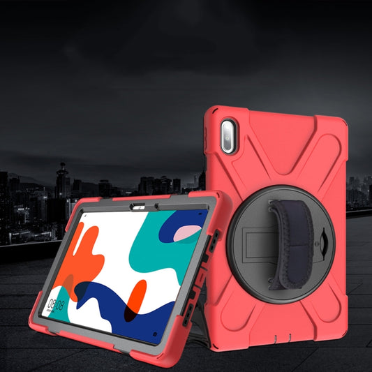 For Huawei MatePad 10.4 Shockproof Colorful Silicone + PC Protective Case with Holder & Hand Grip Strap(Red) - Huawei by buy2fix | Online Shopping UK | buy2fix