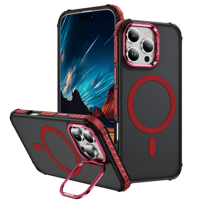 For iPhone 16 Pro Max Rainbow Series Skin Feel MagSafe Lens Holder Phone Case(Red) - iPhone 16 Pro Max Cases by buy2fix | Online Shopping UK | buy2fix