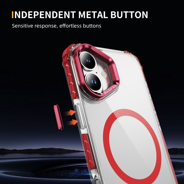 For iPhone 16 Rainbow Series Transparent MagSafe Lens Holder Phone Case(Red) - iPhone 16 Cases by buy2fix | Online Shopping UK | buy2fix