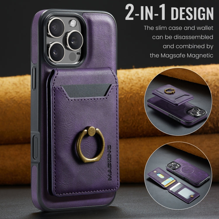 For iPhone 16 Pro DG.MING K1 MagSafe Detachable Wallet RFID Back Cover Phone Case(Purple) - iPhone 16 Pro Cases by DG.MING | Online Shopping UK | buy2fix