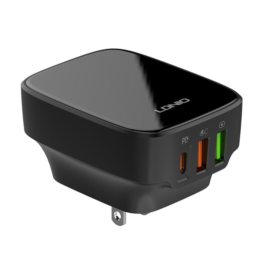 LDNIO Q334 32W Type-C + Dual USB Port Charger with 1m USB-C / Type-C to USB-C / Type-C Data Cable, Plug Type:US Plug(Black) - USB Charger by LDNIO | Online Shopping UK | buy2fix