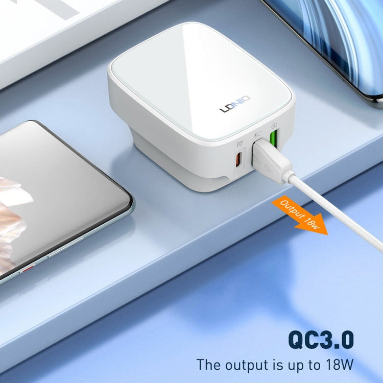 LDNIO Q334 32W Type-C + Dual USB Port Charger with 1m USB-C / Type-C to USB-C / Type-C Data Cable, Plug Type:UK Plug(Black) - USB Charger by LDNIO | Online Shopping UK | buy2fix