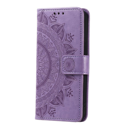 For Google Pixel 9 / 9 Pro Totem Flower Embossed Leather Phone Case with Lanyard(Purple) - Google Cases by buy2fix | Online Shopping UK | buy2fix