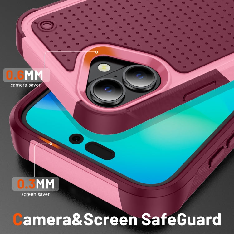 For iPhone 16 Plus PC + TPU Shockproof Protective Phone Case(Pink+Dark Red) - iPhone 16 Plus Cases by buy2fix | Online Shopping UK | buy2fix