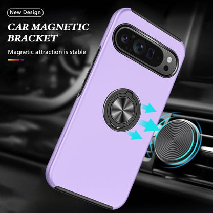 For Google Pixel 9 Pro PC Hybrid TPU Magnetic Ring Holder Phone Case(Purple) - Google Cases by buy2fix | Online Shopping UK | buy2fix