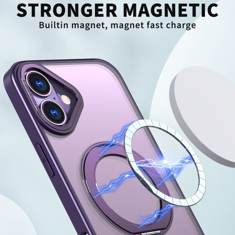 For iPhone 16 Plus Wing Series MagSafe Magnetic Ring Holder Phone Case(Dark Purple) - iPhone 16 Plus Cases by buy2fix | Online Shopping UK | buy2fix