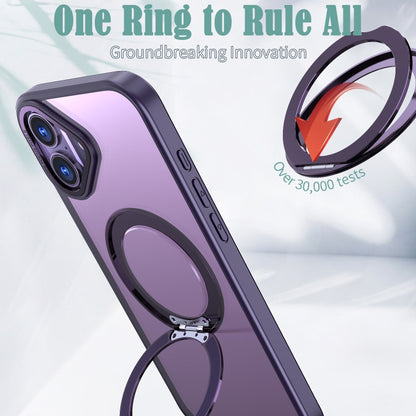 For iPhone 16 Wing Series MagSafe Magnetic Ring Holder Phone Case(Dark Purple) - iPhone 16 Cases by buy2fix | Online Shopping UK | buy2fix