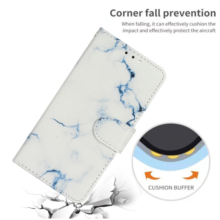 For iPhone 16 Plus Colored Drawing Marble Pattern Leather Phone Case(White Marble) - iPhone 16 Plus Cases by buy2fix | Online Shopping UK | buy2fix