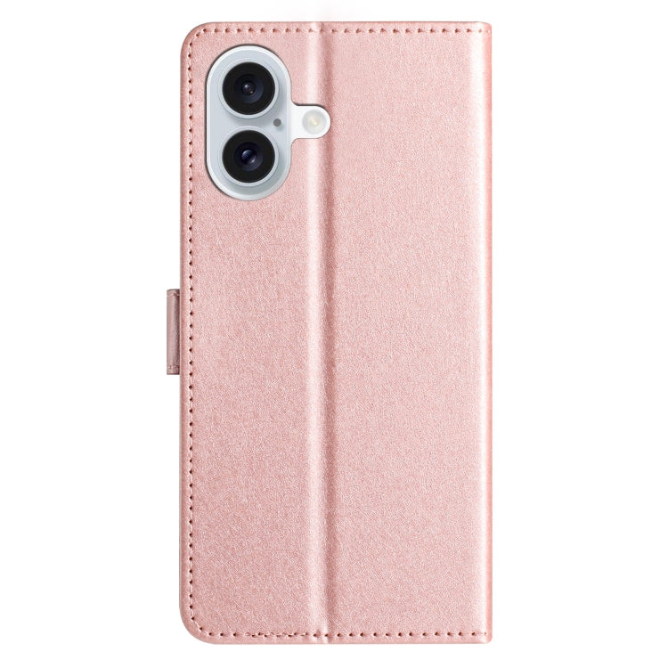 For iPhone 16 Plus Silk Texture Horizontal Flip Leather Phone Case(Rose Gold) - iPhone 16 Plus Cases by buy2fix | Online Shopping UK | buy2fix