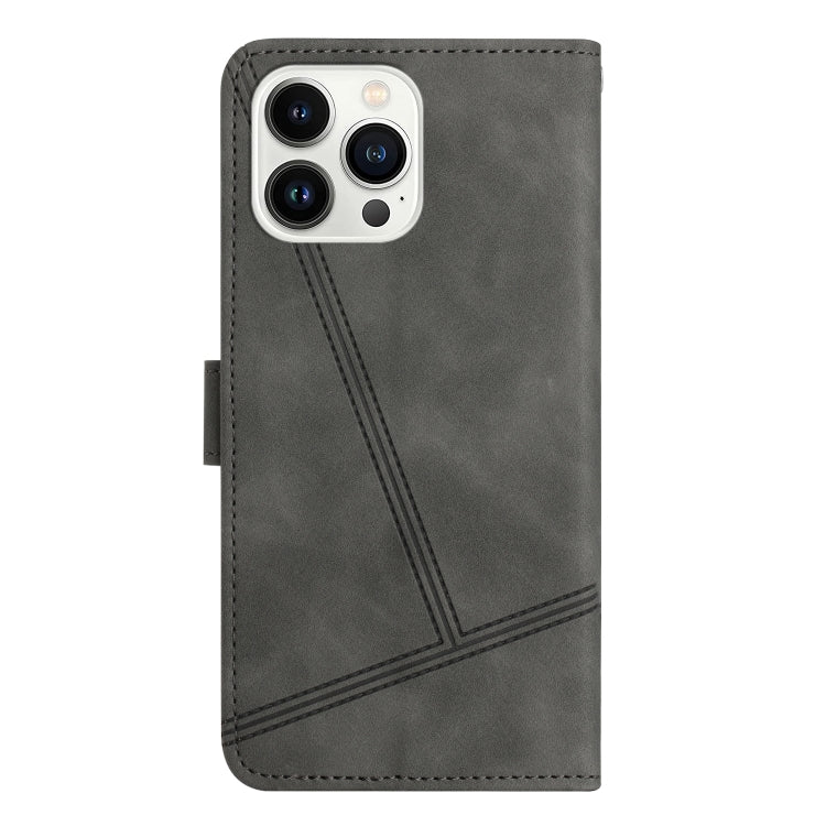 For iPhone 16 Pro Skin-feel Stitching Leather Phone Case(Grey) - iPhone 16 Pro Cases by buy2fix | Online Shopping UK | buy2fix