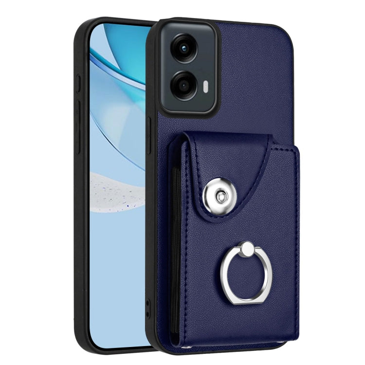 For Motorola Moto G 5G 2024 Organ Card Bag Ring Holder Phone Case(Blue) - Motorola Cases by buy2fix | Online Shopping UK | buy2fix