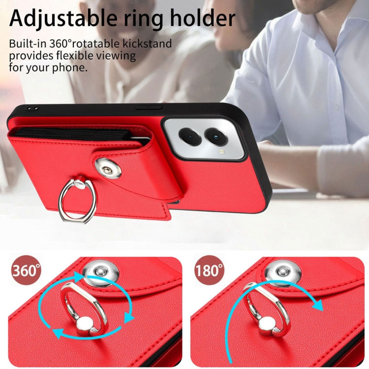 For Motorola Moto G Power 2024 5G Organ Card Bag Ring Holder Phone Case(Red) - Motorola Cases by buy2fix | Online Shopping UK | buy2fix