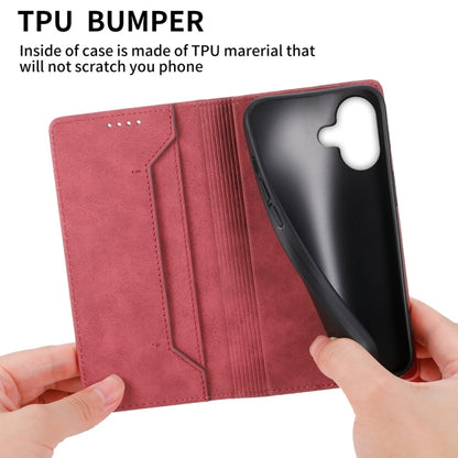 For iPhone 16 Business Solid Color Magnetic RFID Leather Phone Case(Red) - iPhone 16 Cases by buy2fix | Online Shopping UK | buy2fix