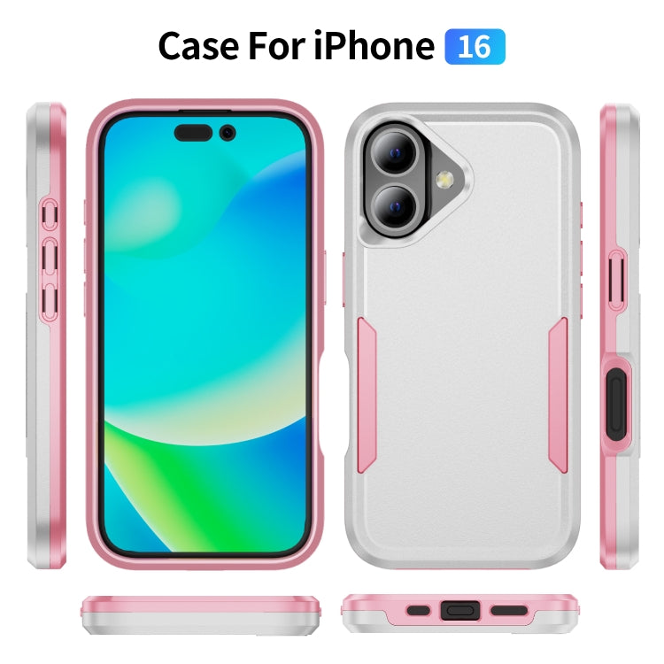 For iPhone 16 Pioneer Armor Heavy Duty PC + TPU Phone Case(White+Pink) - iPhone 16 Cases by buy2fix | Online Shopping UK | buy2fix