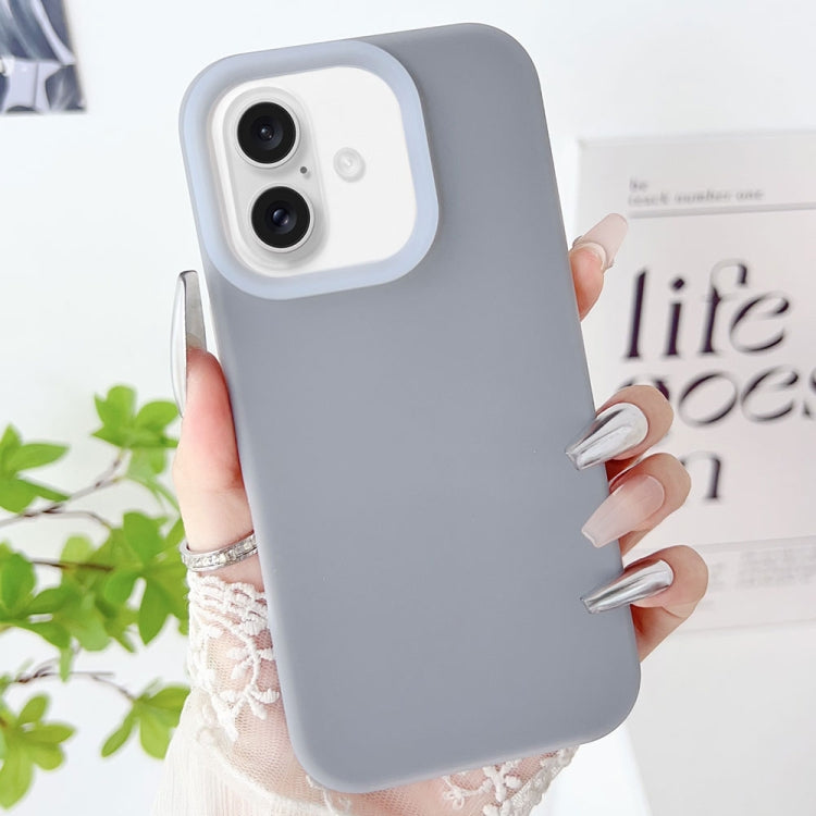 For iPhone 16 PC Hybrid Liquid Silicone Jelly Phone Case(Grey) - iPhone 16 Cases by buy2fix | Online Shopping UK | buy2fix