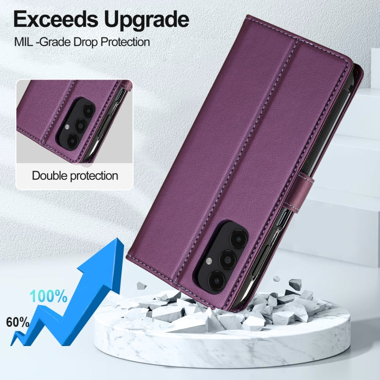 For Samsung Galaxy A14 4G / A14 5G LC.IMEEKE L2 Series Detachable Magsafe PU Phone Case with Lanyard(Purple) - Galaxy Phone Cases by LC.IMEEKE | Online Shopping UK | buy2fix