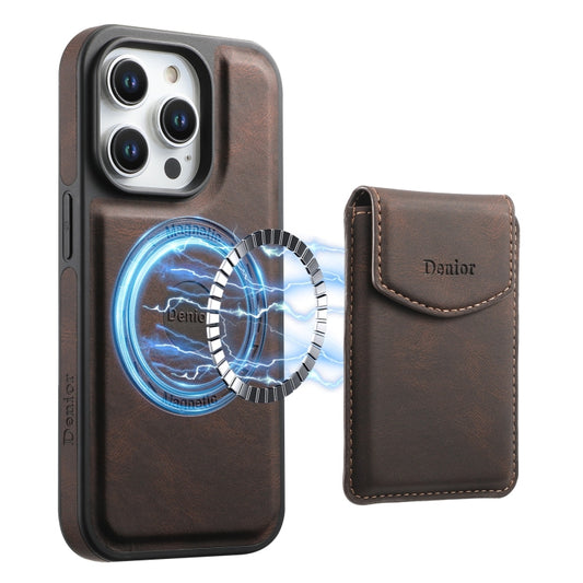 For iPhone 15 Pro Denior D19 Skin Feel MagSafe Detachable Card Slot Phone Case(Brown) - iPhone 15 Pro Cases by Denior | Online Shopping UK | buy2fix