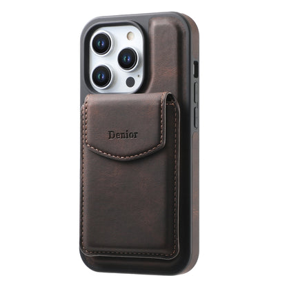 For iPhone 13 Pro Denior D20 Skin Feel MagSafe Holder Detachable Card Slot Phone Case(Brown) - iPhone 13 Pro Cases by Denior | Online Shopping UK | buy2fix