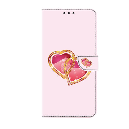 For iPhone 16 Pro Crystal Painted Leather Phone case(Love Peach) - iPhone 16 Pro Cases by buy2fix | Online Shopping UK | buy2fix