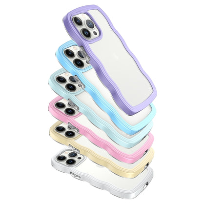 For iPhone 16 Pro Candy Color Wave TPU Clear PC Phone Case(Blue) - iPhone 16 Pro Cases by buy2fix | Online Shopping UK | buy2fix