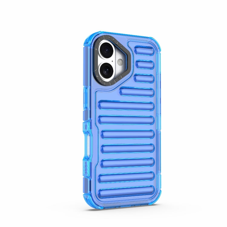 For iPhone 16 High Transparency TPU Hybrid PC Airbag Phone Case(Transparent Blue) - iPhone 16 Cases by buy2fix | Online Shopping UK | buy2fix