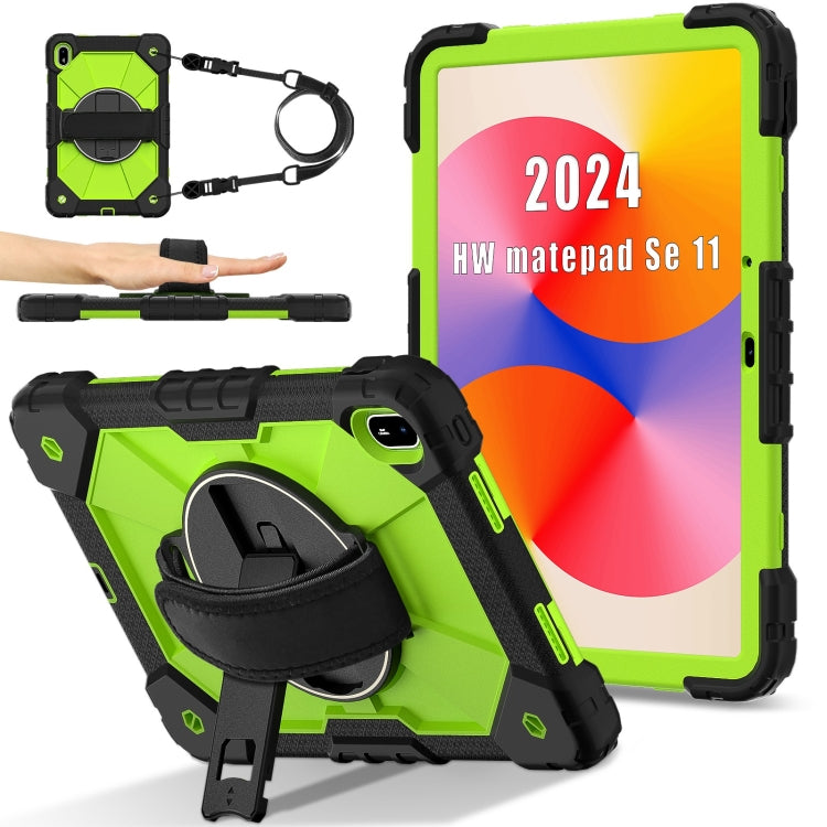 For Huawei MatePad SE 11 2024 Contrast Color Robot Silicone Hybrid PC Tablet Case(Black Yellow Green) - Huawei by buy2fix | Online Shopping UK | buy2fix