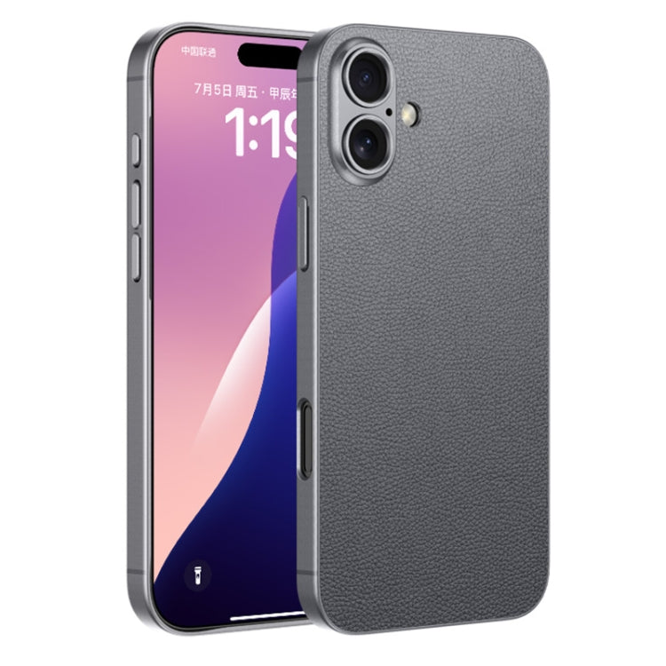 For iPhone 16 Plus GKK Metal Paint Skin Feel Leather Full Coverage Phone Case(Mountain Gray) - iPhone 16 Plus Cases by GKK | Online Shopping UK | buy2fix