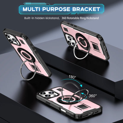 For iPhone 16 Pro Ring Holder Carbon Fiber PC Hybrid TPU Phone Case(Rose Gold) - iPhone 16 Pro Cases by buy2fix | Online Shopping UK | buy2fix