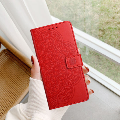 For iPhone 16 Pro Flower Embossed Leather Phone Case(Red) - iPhone 16 Pro Cases by buy2fix | Online Shopping UK | buy2fix