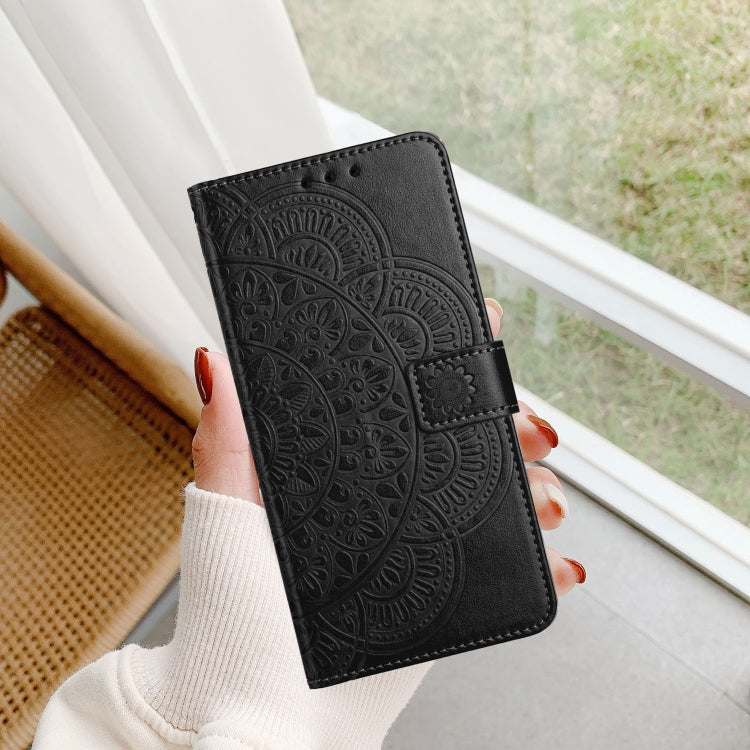 For Motorola Moto G Play 2024 Flower Embossed Leather Phone Case(Black) - Motorola Cases by buy2fix | Online Shopping UK | buy2fix