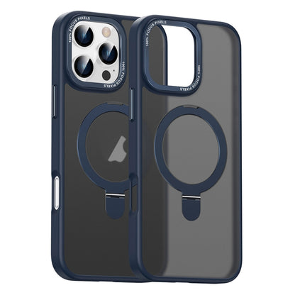 For iPhone 16 Pro Skin Feel MagSafe Magnetic Holder Phone Case(Dark Blue) - iPhone 16 Pro Cases by buy2fix | Online Shopping UK | buy2fix