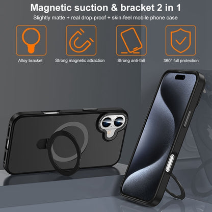 For iPhone 16 Pro Skin Feel MagSafe Magnetic Holder Phone Case(Dark Blue) - iPhone 16 Pro Cases by buy2fix | Online Shopping UK | buy2fix