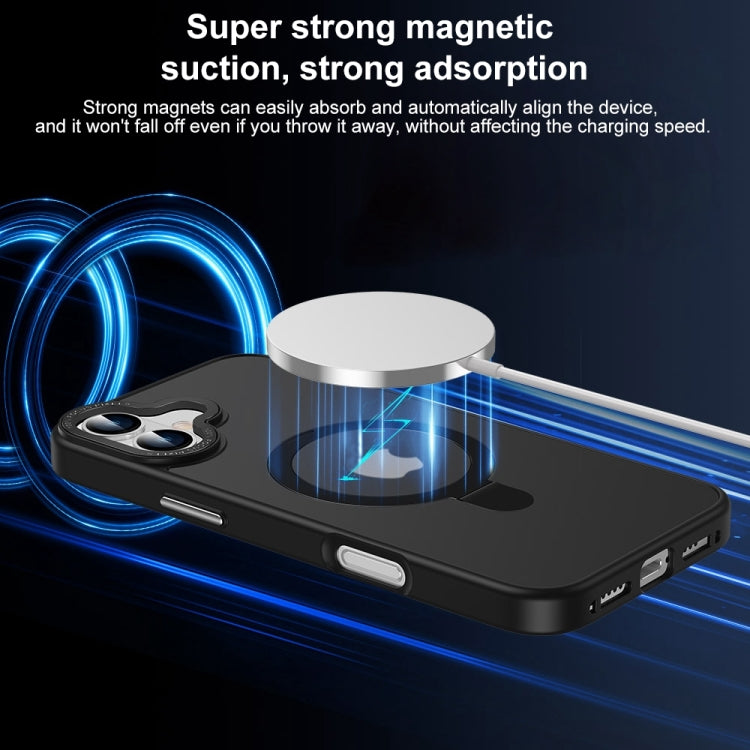 For iPhone 16 Pro Skin Feel MagSafe Magnetic Holder Phone Case(Black) - iPhone 16 Pro Cases by buy2fix | Online Shopping UK | buy2fix