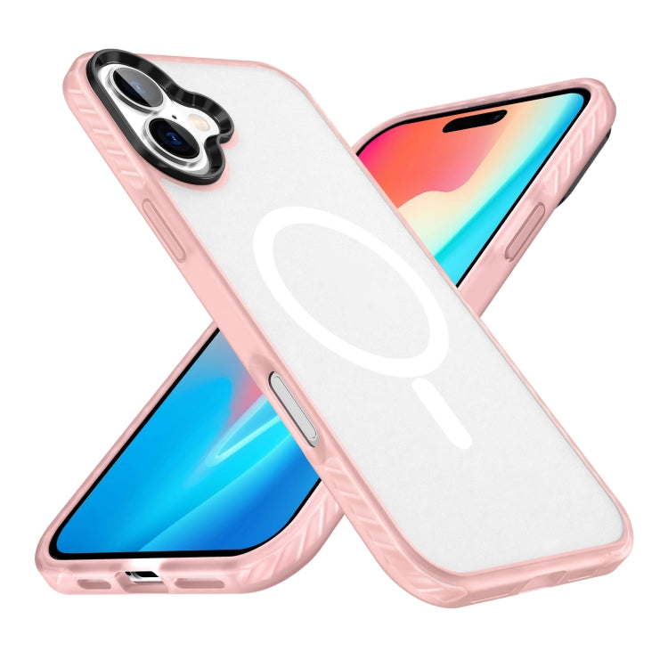 For iPhone 16 Frosted Skin Feel MagSafe Transparent Phone Case(Pink) - iPhone 16 Cases by buy2fix | Online Shopping UK | buy2fix