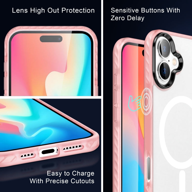 For iPhone 16 Frosted Skin Feel MagSafe Transparent Phone Case(Pink) - iPhone 16 Cases by buy2fix | Online Shopping UK | buy2fix