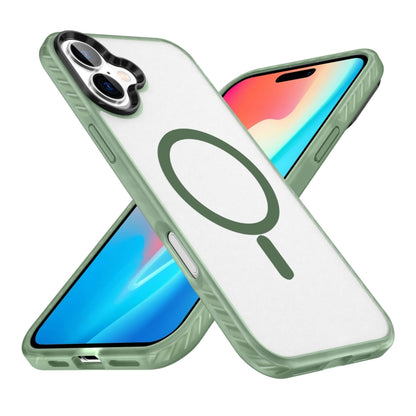 For iPhone 16 Frosted Skin Feel MagSafe Transparent Phone Case(Green) - iPhone 16 Cases by buy2fix | Online Shopping UK | buy2fix