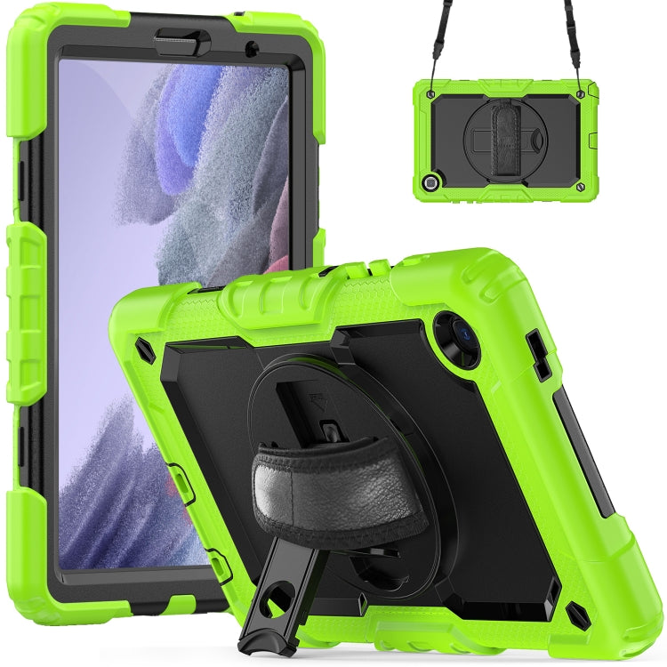 For Samsung Galaxy Tab A7 Lite T220 Silicone Hybrid PC Tablet Case with Shoulder Strap(Black + Yellow Green) - Tab A7 Lite T220 / T225 by buy2fix | Online Shopping UK | buy2fix