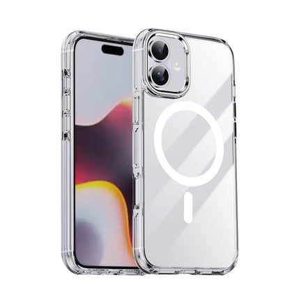 For iPhone 16 Airbag PC Hybrid TPU Magsafe Phone Case(Clear Silver) - iPhone 16 Cases by buy2fix | Online Shopping UK | buy2fix