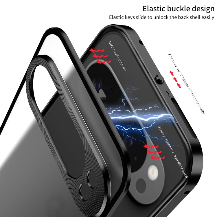 For Google Pixel 9 Pro XL Snap Buckle Metal Frame Frosted Phone Case(Black) - Google Cases by buy2fix | Online Shopping UK | buy2fix