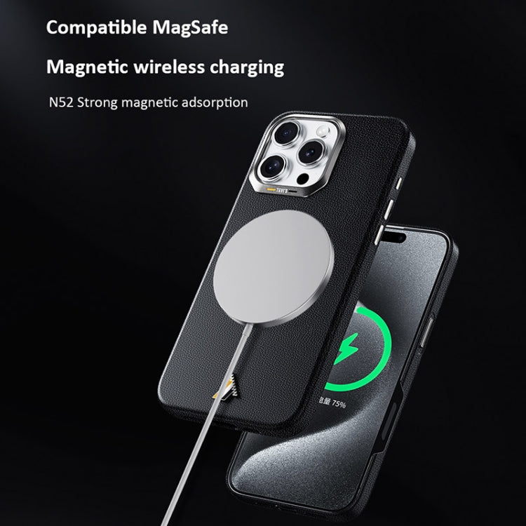 For iPhone 16 Pro Max TGVIS VIDA Series MagSafe Magnetic PU Leather Phone Case(Black) - iPhone 16 Pro Max Cases by TGVIS | Online Shopping UK | buy2fix