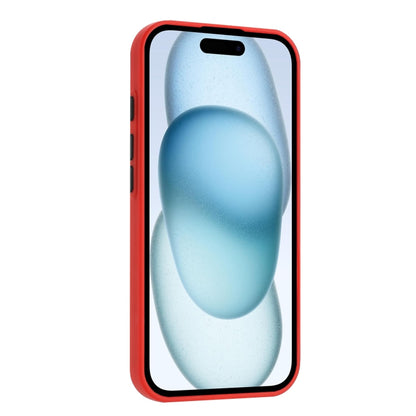 For iPhone 16 Skin Feel Card Contrast Color Button TPU Phone Case(Red) - iPhone 16 Cases by buy2fix | Online Shopping UK | buy2fix