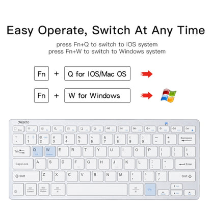 Yesido KB11 Portable 78 Keys 2.4G Bluetooth Dual-mode Wireless Computer Keyboard(White) - Wireless Keyboard by Yesido | Online Shopping UK | buy2fix