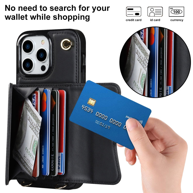 For iPhone 16 Pro Max RFID Card Slot Phone Case with Long Lanyard(Black) - iPhone 16 Pro Max Cases by buy2fix | Online Shopping UK | buy2fix