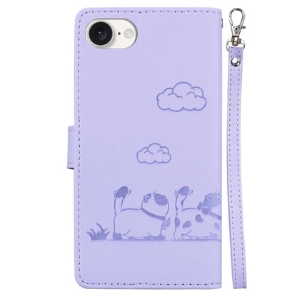 For iPhone SE 2024 Cute Cats RFID Leather Phone Case(Purple) - More iPhone Cases by buy2fix | Online Shopping UK | buy2fix